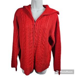 Rose Collective Red Zipper Front Cardigan With Sailor Collar Women's Size XL